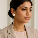 Elegant Portrait with Snowflake Earring.webp