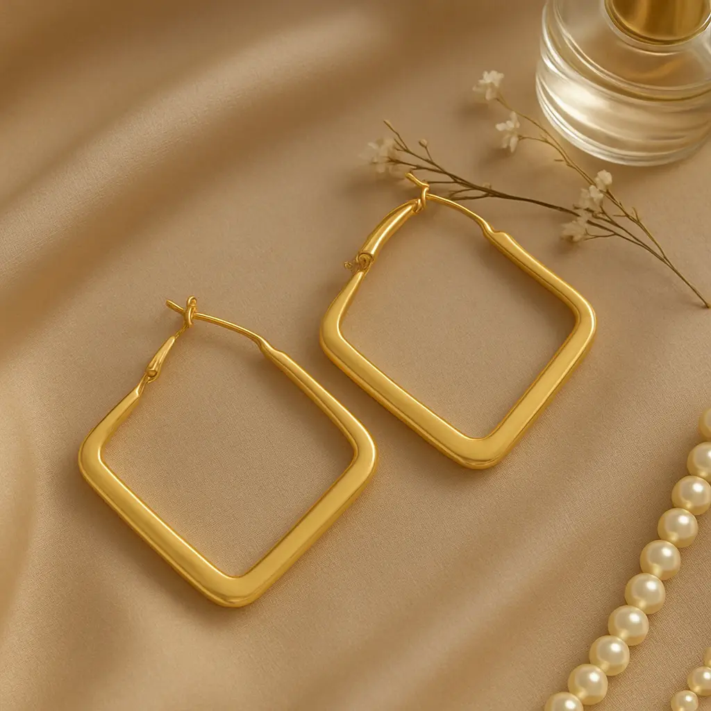 Elegant Gold Earrings with Pearls.webp