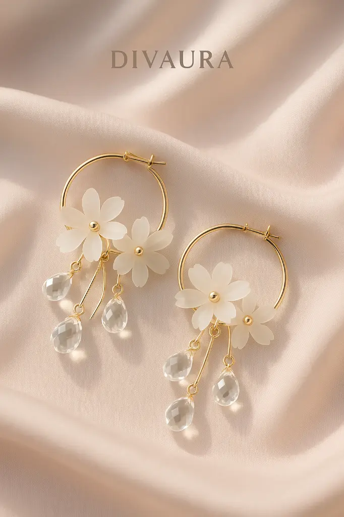 Divaura Gold Hoops on Pink Satin.webp