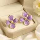 Vibrant Lilac Enamel Flower Stud Earrings