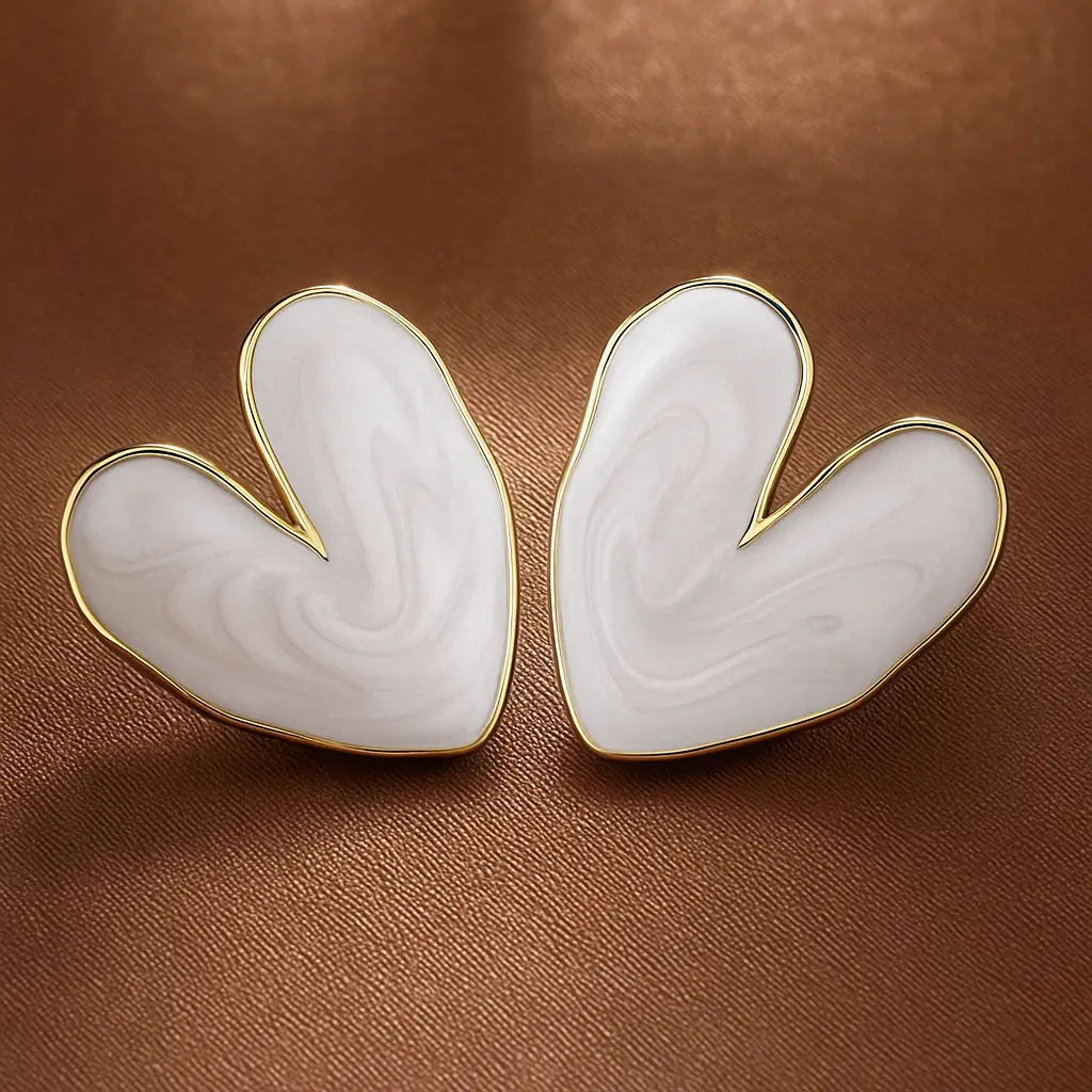 [KE29] Chic Minimalist Swirled Resin Heart Stud Earrings