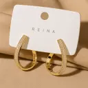 Dazzling Pave Zirconia Teardrop Hoop Earrings - Chunky Gold Finish