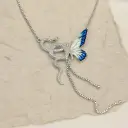 Pave Zirconia Snake & Enamel Butterfly Y-Tassel Necklace