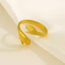 Minimalist Gold Hugging Hands Ring - Adjustable Open Band