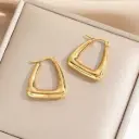 Chunky Gold Geometric Square Hoop Earrings - Modern Statement Design