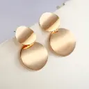 High-Polish Gold Plated Interlocking Circle Dangle Earrings