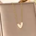 Dainty Gold Heart Pendant Necklace with White Enamel Inlay (Minimalist)