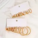 12-Piece Gold Hoop Earring Set - Assorted Trendy Styles & Sizes