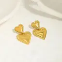 Chunky Gold Double Heart Drop Earrings