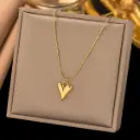 Dainty Gold Puffed Heart Pendant Necklace on Beaded Chain