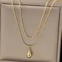 Minimalist Gold Teardrop Pendant Layered Necklace Set (Snake & Beaded Chain)