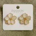 White Floral Stud Earrings for Women | Gold Plated Mother-of-Pearl Design