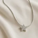 Silver Star Pendant Necklace for Women | Crystal Star Charm Chain