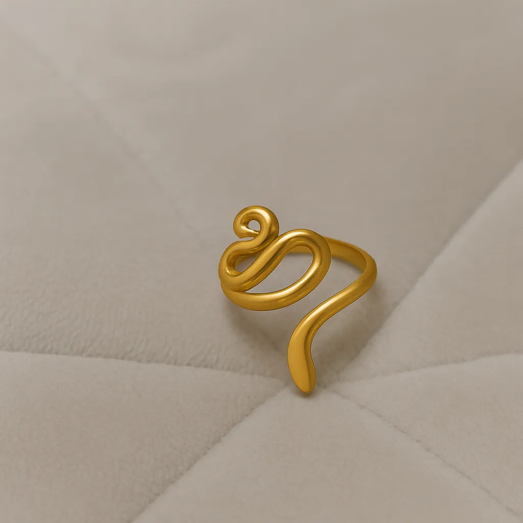 [KE59] Gold Snake Shape Adjustable Ring for Women | Minimal Statement Jewellery