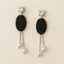 Minimalist Black and Pearl Drop Earring | Modern Western Dangler