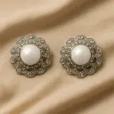 Vintage Pearl Stud Earrings | Antique Floral Crystal Ear Studs