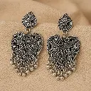 Oxidised Silver Heart-Shaped Statement Earring