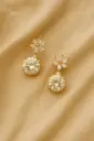 Gold-Plated Floral Stud Earrings with Sparkling Zircon Stones