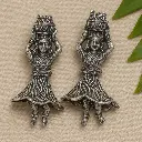 Oxidised Silver Tribal Woman Figurine Earrings – Folk Art Inspired