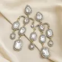Crystal Cascade Kundan Drop Earrings