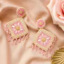 Pastel Bloom Beaded Earrings– Peach & Pink