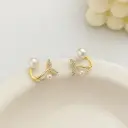 Minimalist Pearl Back Earrings with Pave CZ Dolphin Tail Accent