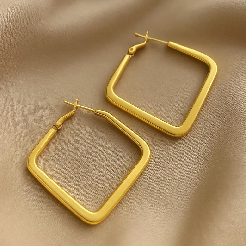 [KE14] Bold Minimalist Rectangular Hoop Earrings - Modern Essential