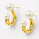 Sculptural Gold-Plated U-Shape Pearl Earrings - Minimalist Chic