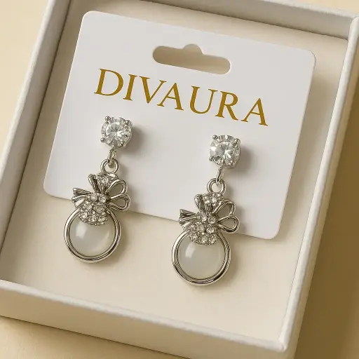 [SKU15] Crystal Bloom Pearl Drop Earrings