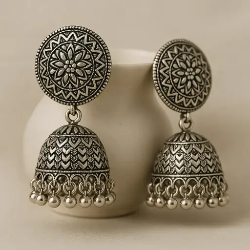 [SKU24] Antique Oxidised Silver Jhumka Earring