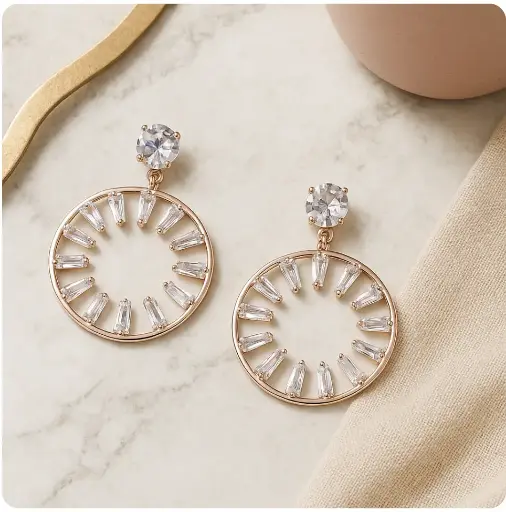Crystal Rhinestone Gleam Hoop Earrings